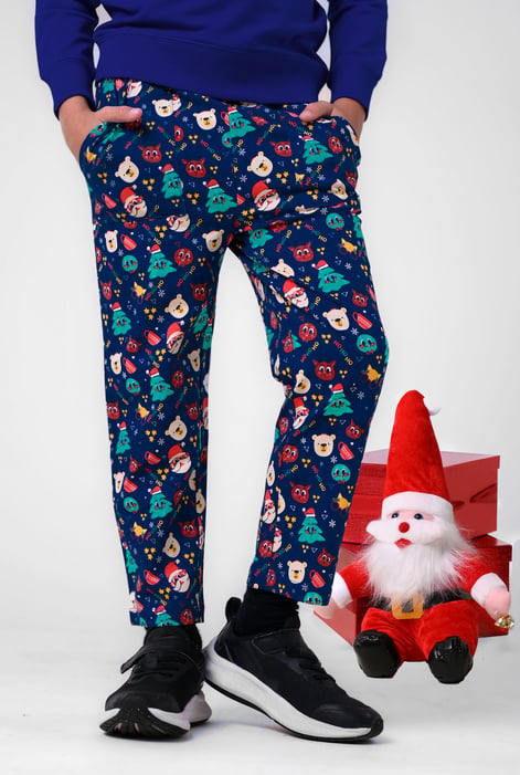 Boys Blue Christmas Fun Print Trouser (3yrs-9yrs)