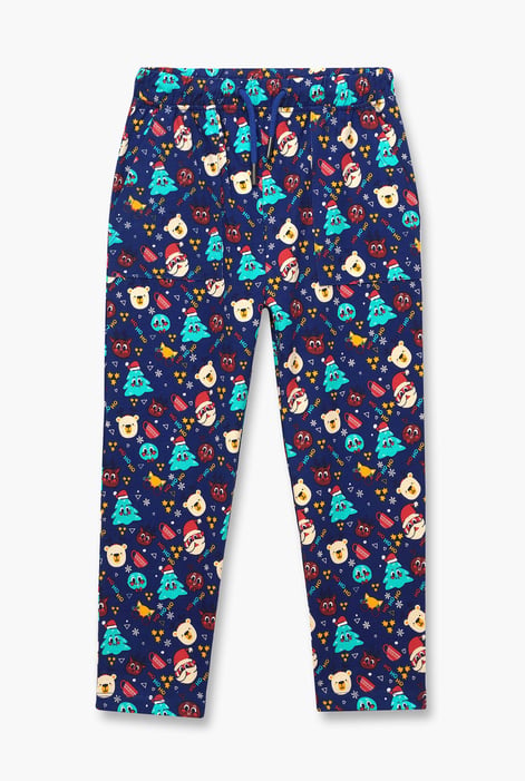 Boys Blue Christmas Fun Print Trouser (3yrs-9yrs)