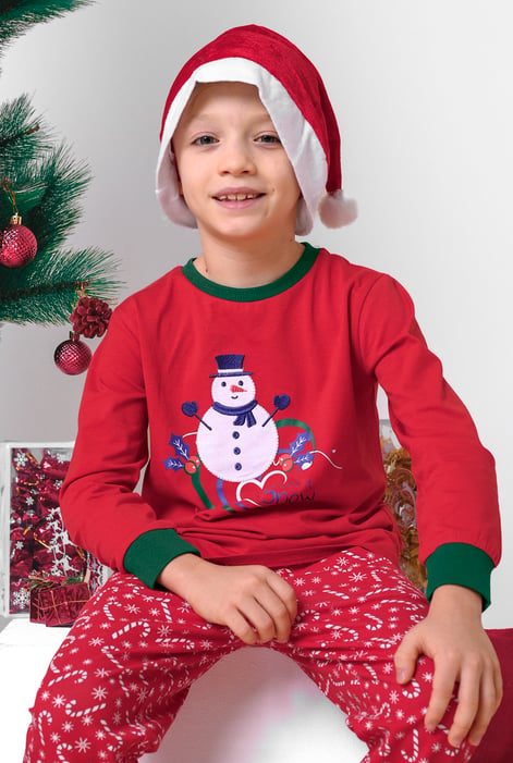 Boys Red Snowman Applique T-Shirt (12/18mths-7yrs)