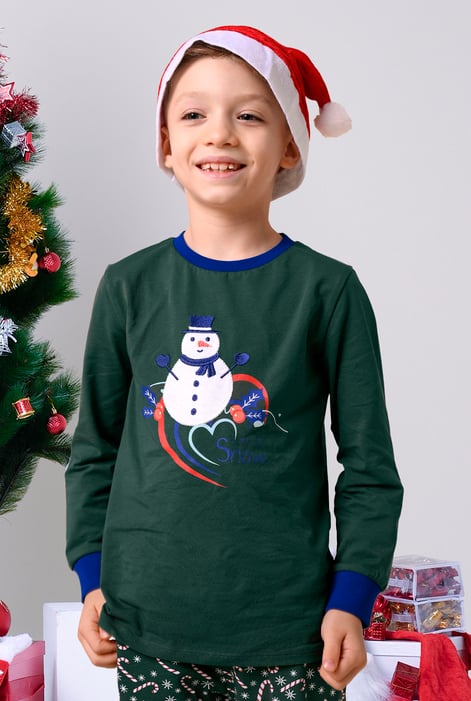 Boys Red Snowman Applique T-Shirt (12/18mths-7yrs)