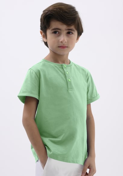 Half Placket Button Front T-Shirt