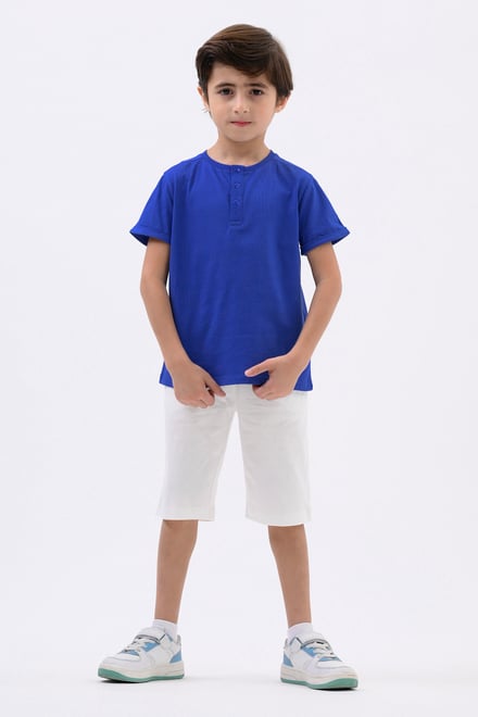 Half Placket Button Front T-Shirt