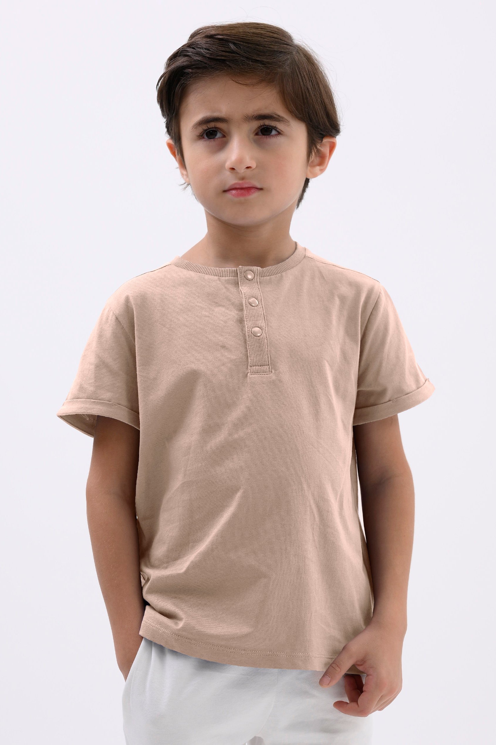 Half Placket Button Front T-Shirt
