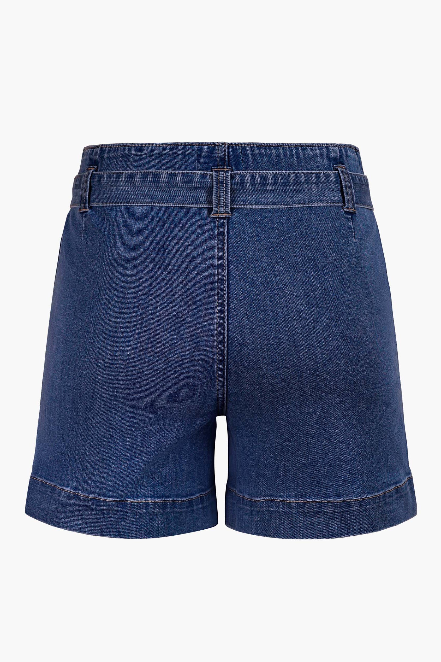 Belted Denim Shorts with Paperbag Waist