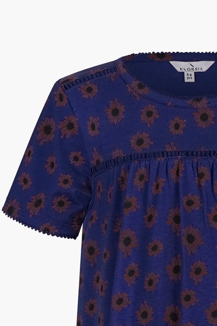 Girls Lace Details Sunflower Print Dress  (5yrs - 11yrs)