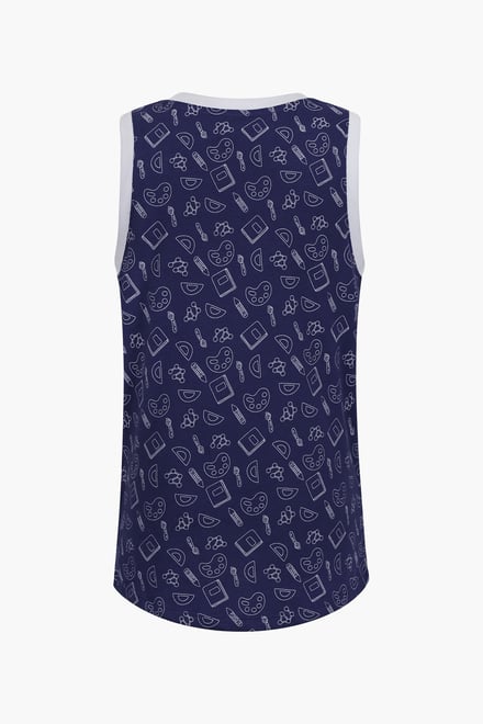 Contrast Neck Pencil Printed Boys Vest (6yrs-11yrs)