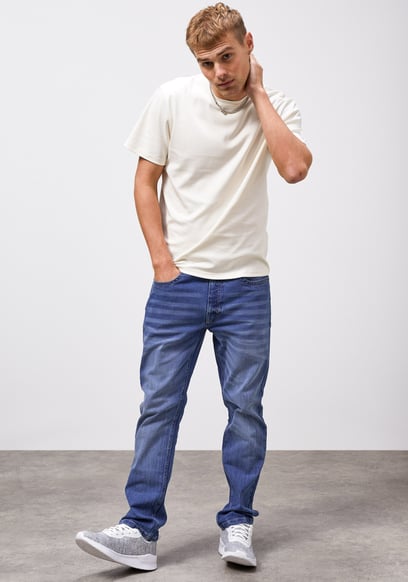 Mens Cotton Blend Slim Fit Jeans