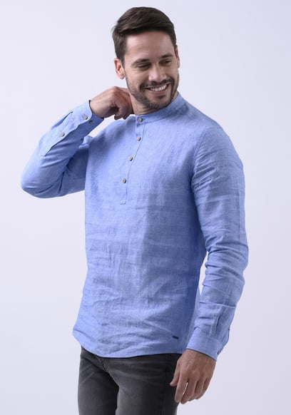 Band Collar Linen Shirt