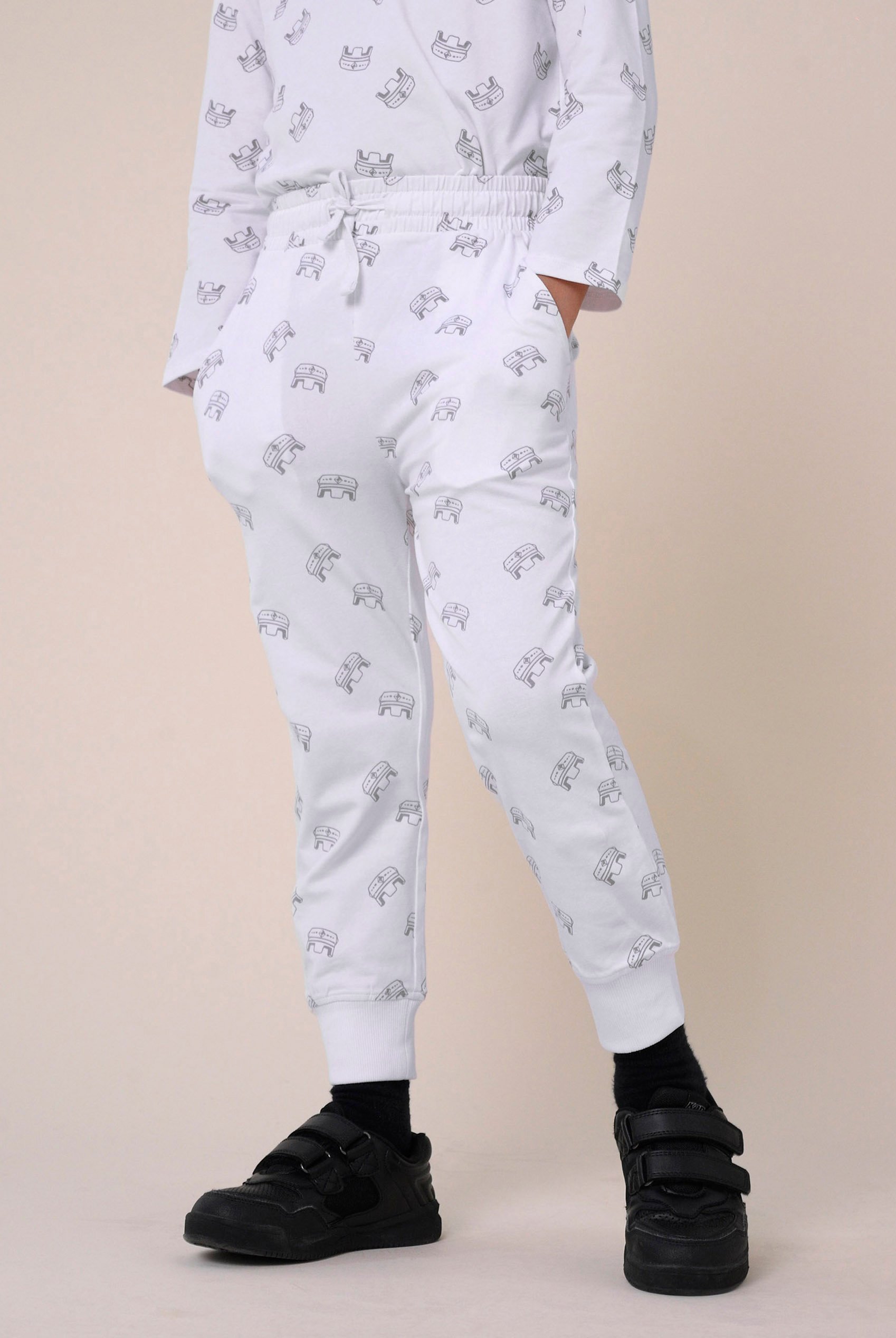 Enorsia Boys White Crown Print Jogger ( 12/18Mths-7Yrs) - Uk 12/18 Mths