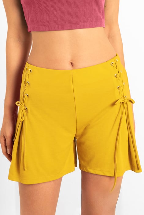 Womens Red Draw Cord Details Boxy Shorts