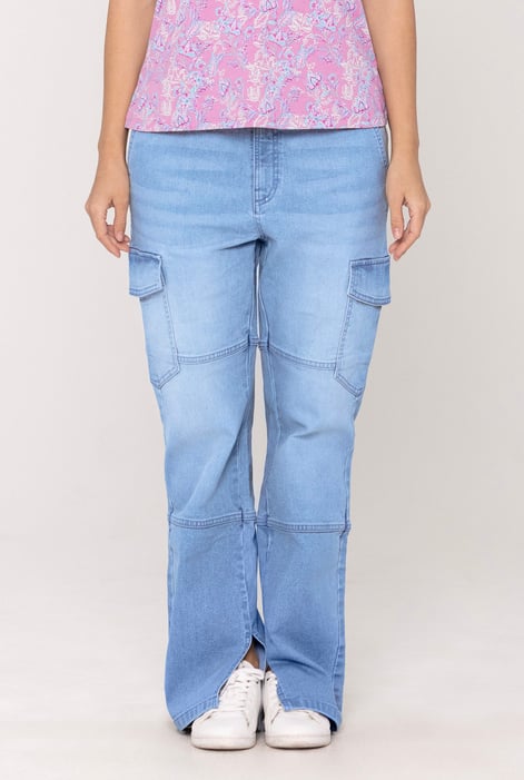 Light Blue Relaxed Utility Side Slit Jeans