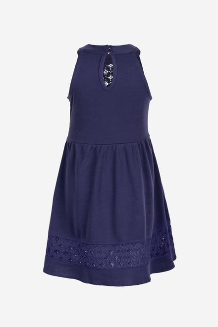 Girls Halter Neck Lace Trim Jersey Dress (5/6yrs - 10/11yrs)