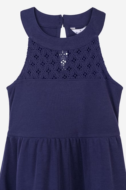 Girls Halter Neck Lace Trim Jersey Dress (5/6yrs - 10/11yrs)