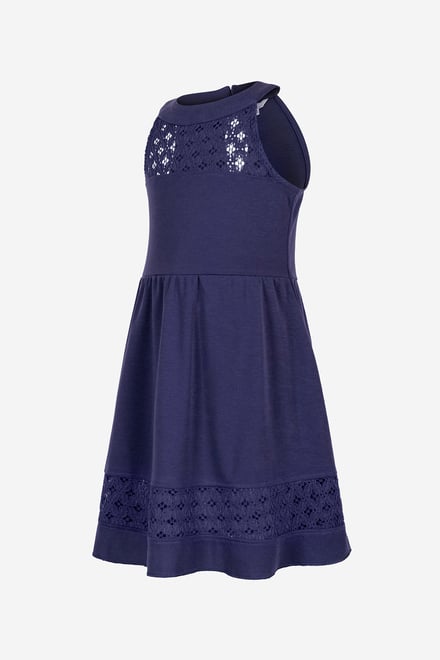 Girls Halter Neck Lace Trim Jersey Dress (5/6yrs - 10/11yrs)