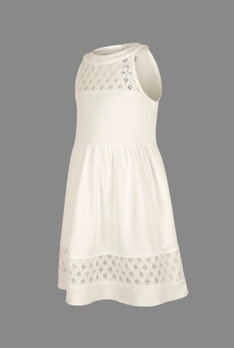Girls Off-white Halter Neck Lace Trim Jersey Dress (5/6yrs - 10/11yrs)