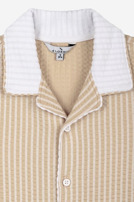 Boys Striped Jersey Seersucker Shirt (6yrs-11yrs)
