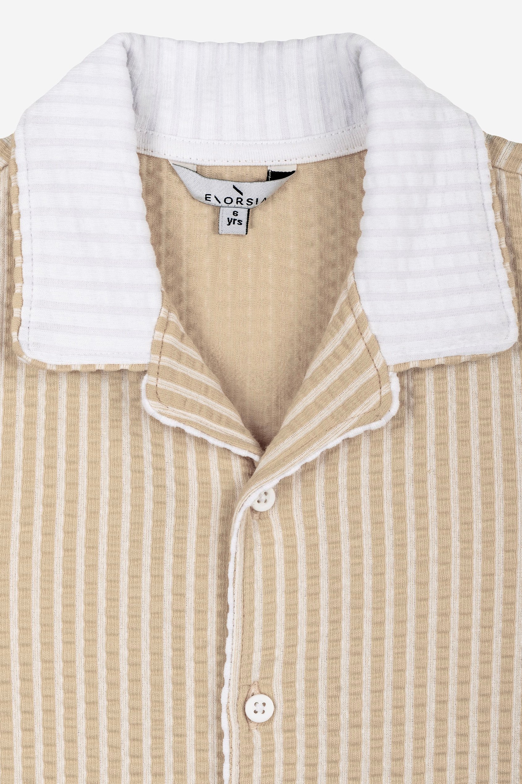 Boys Striped Jersey Seersucker Shirt (6yrs-11yrs)