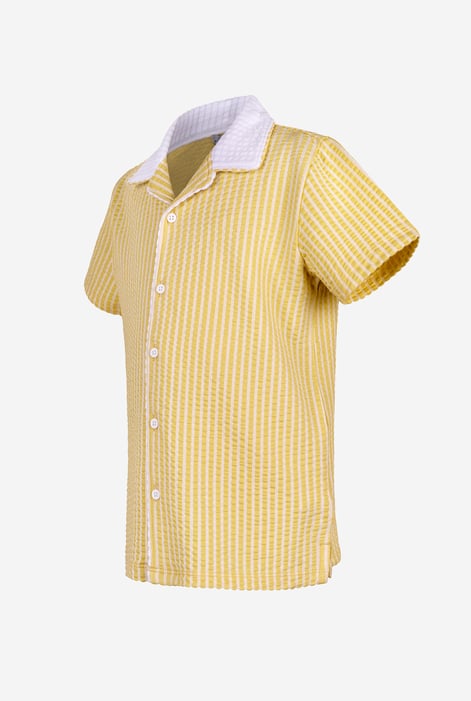 Boys Yellow Striped Jersey Seersucker Shirt (6yrs-11yrs)