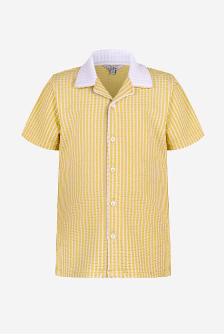 Boys Cream Striped Jersey Seersucker Shirt (6yrs-11yrs)