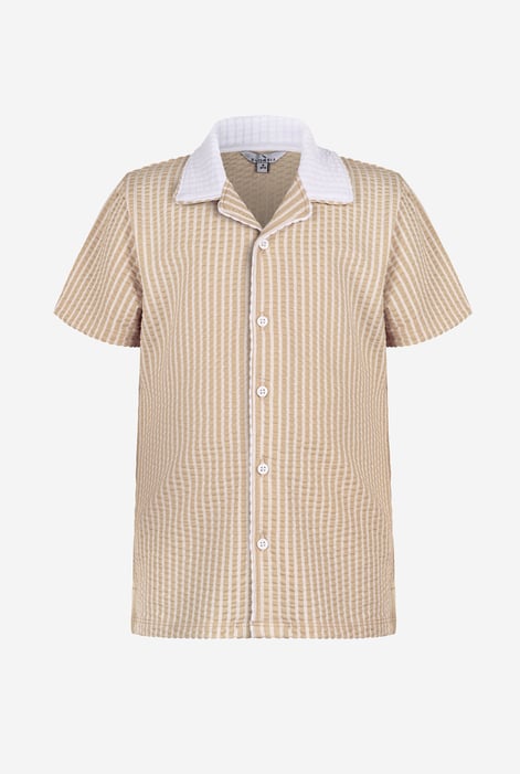 Boys Cream Striped Jersey Seersucker Shirt (6yrs-11yrs)