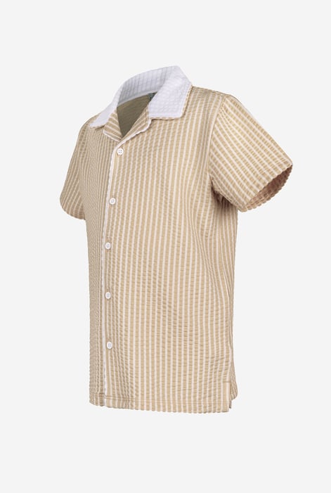 Boys Cream Striped Jersey Seersucker Shirt (6yrs-11yrs)
