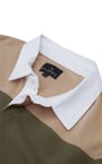 Colour Block Woven Collar L/S Polo Shirt