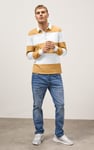 Colour Block Woven Collar L/S Polo Shirt