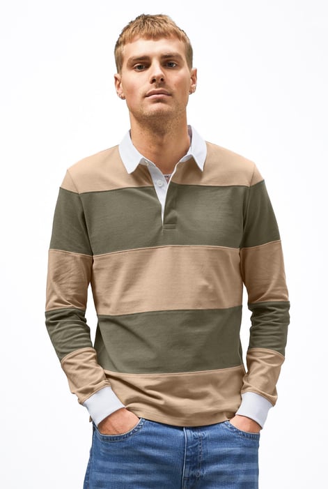 Yellow Colour Block Woven Collar L/S Polo Shirt