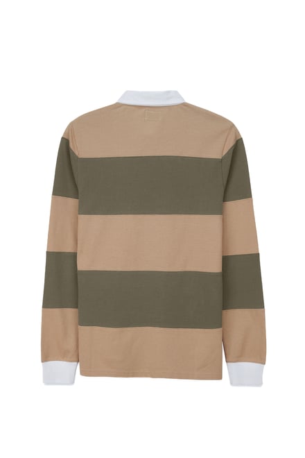 Colour Block Woven Collar L/S Polo Shirt