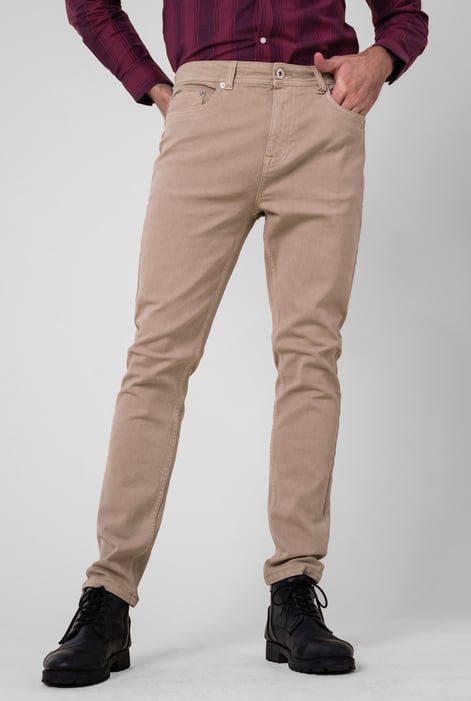 Mens Khaki Slim Fit Coloured Denim