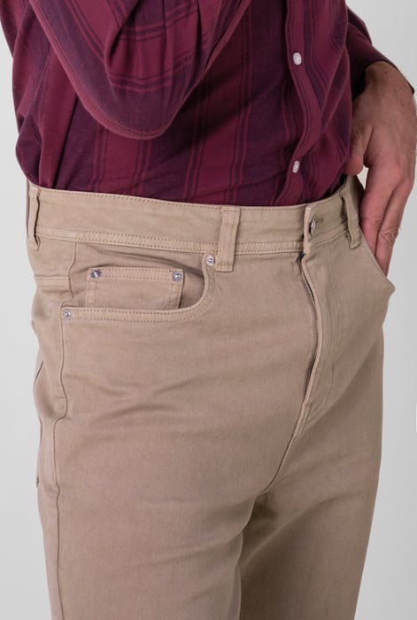 Mens Khaki Slim Fit Coloured Denim