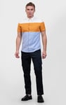 White/Orange/Blue Linen Blend Colour Block Shirt