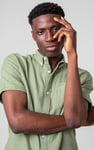 Mens Cotton Linen Roll-Up Sleeve Shirt