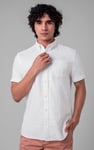 Mens Cotton Linen Roll-Up Sleeve Shirt