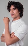 Mens Cotton Linen Roll-Up Sleeve Shirt
