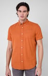 Mens Cotton Linen Roll-Up Sleeve Shirt