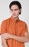 Mens Cotton Linen Roll-Up Sleeve Shirt