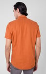 Mens Cotton Linen Roll-Up Sleeve Shirt