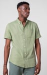 Mens Cotton Linen Roll-Up Sleeve Shirt