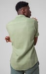 Mens Cotton Linen Roll-Up Sleeve Shirt