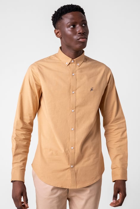 Mens Yellow Long Sleeve Casual Shirt