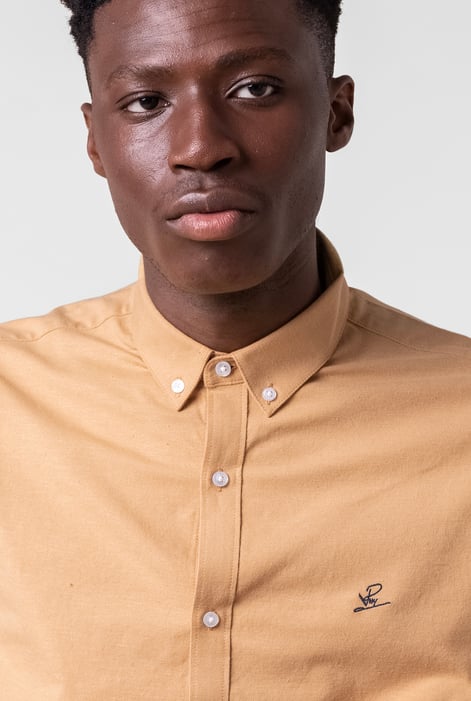 Mens Yellow Long Sleeve Casual Shirt
