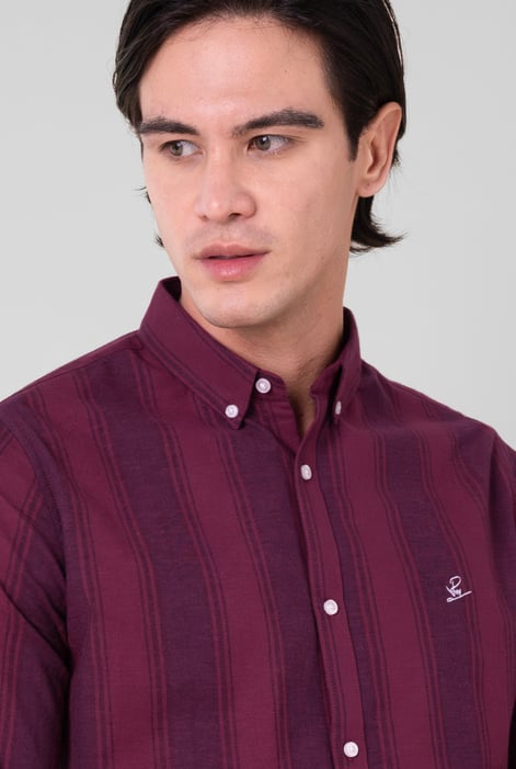Mens Red Stripe Long Sleeve Shirt