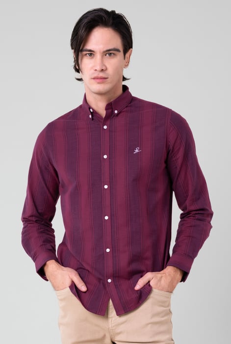 Mens Red Stripe Long Sleeve Shirt