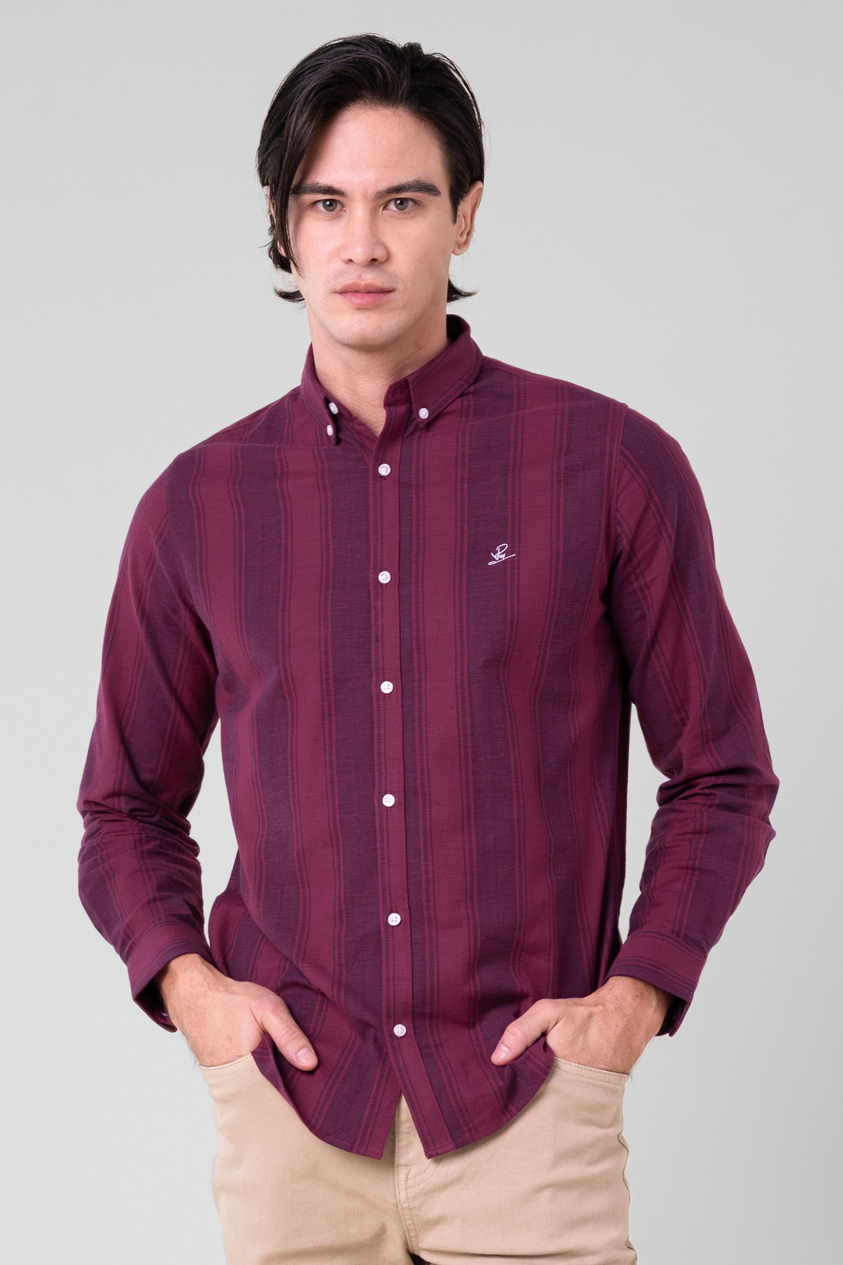 Enorsia Men's Red Stripe Long Sleeve Shirt - Uk Xxl
