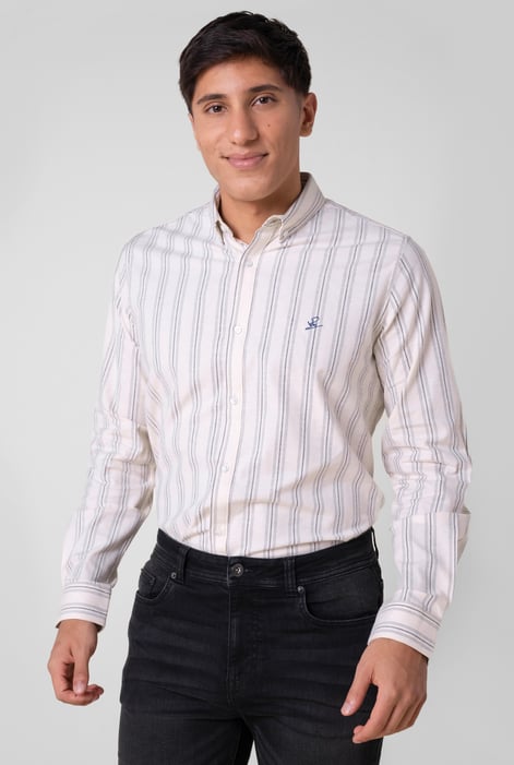 Mens Red Stripe Long Sleeve Shirt