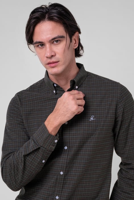 Mens Black Classic Regular Fit Check Shirt