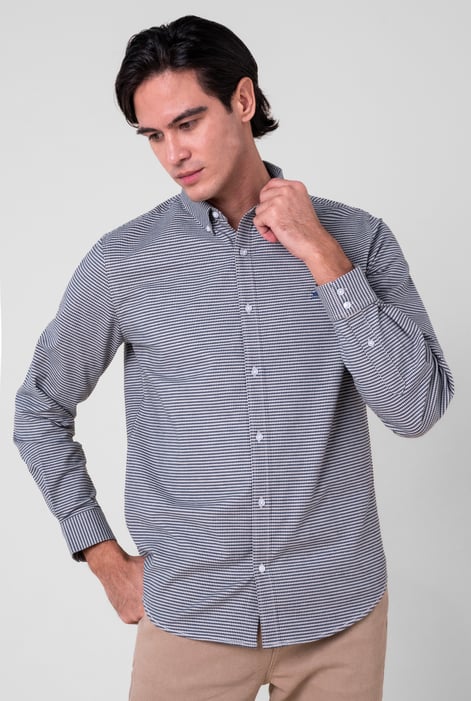 Mens Silver Classic Regular Fit Check Shirt