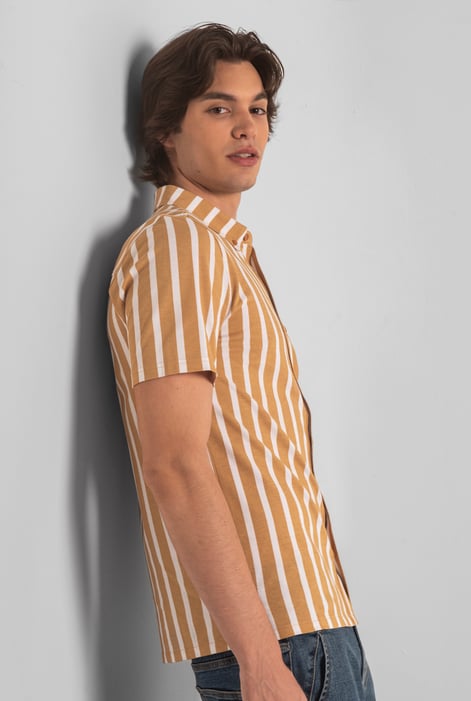 Yellow Short Sleeve Stripe Jersey Shirt