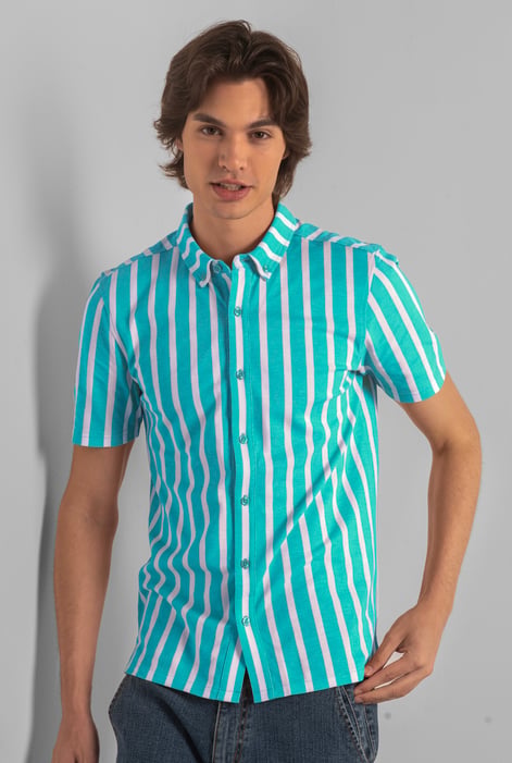 Yellow Short Sleeve Stripe Jersey Shirt